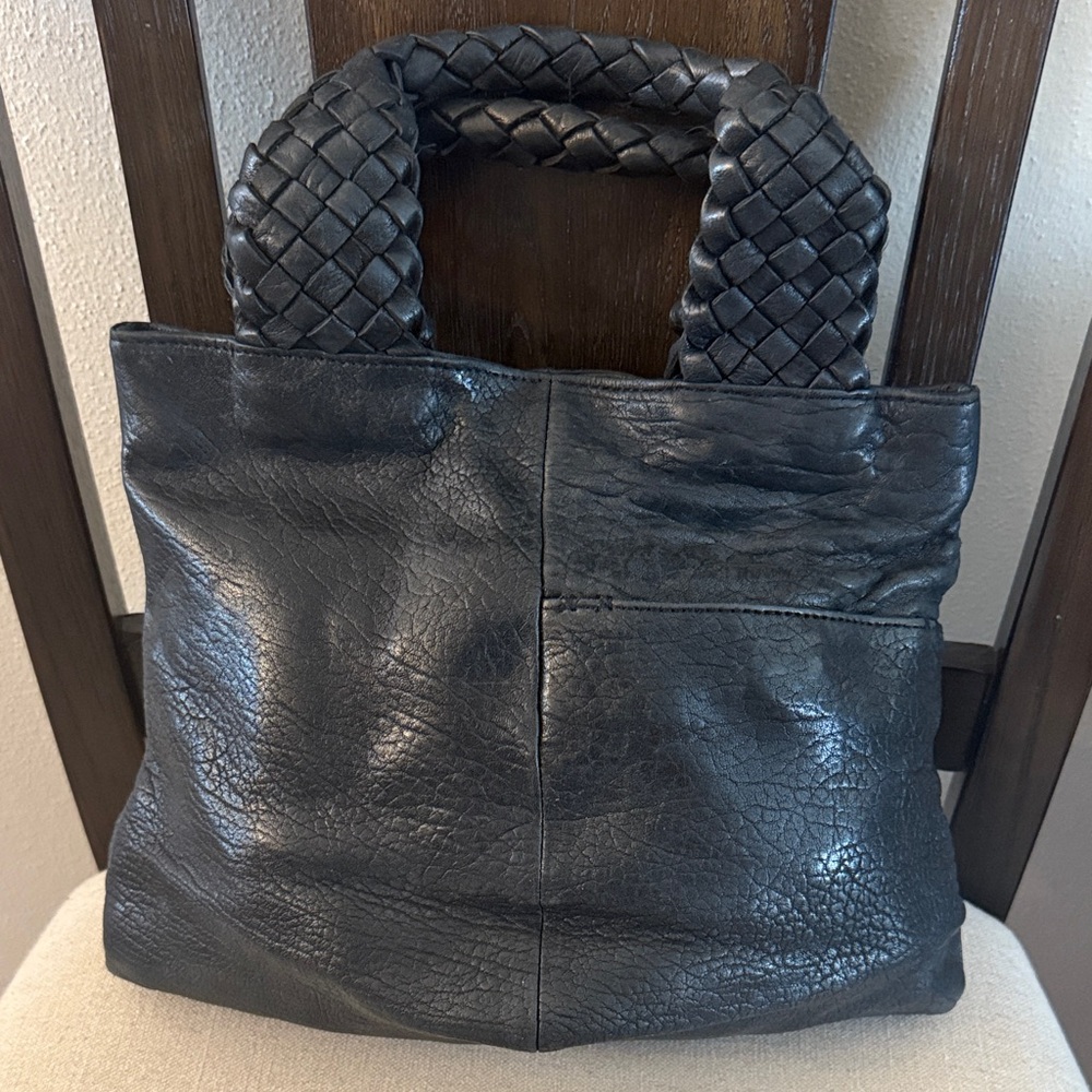 Marion Godart Women’s Vintage Leather Braided Square Small Bag Purse Black